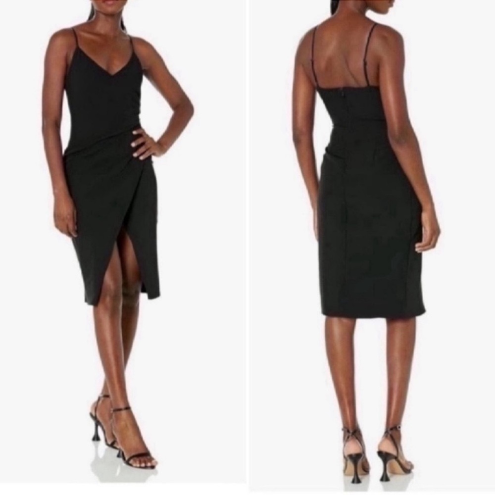 Black Halo V-Neck Black Midi Dress 8